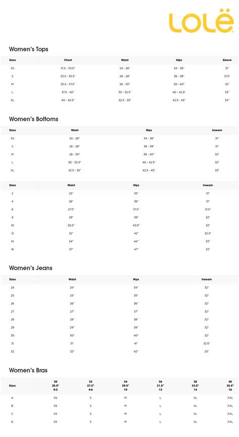 lole jacket size chart.